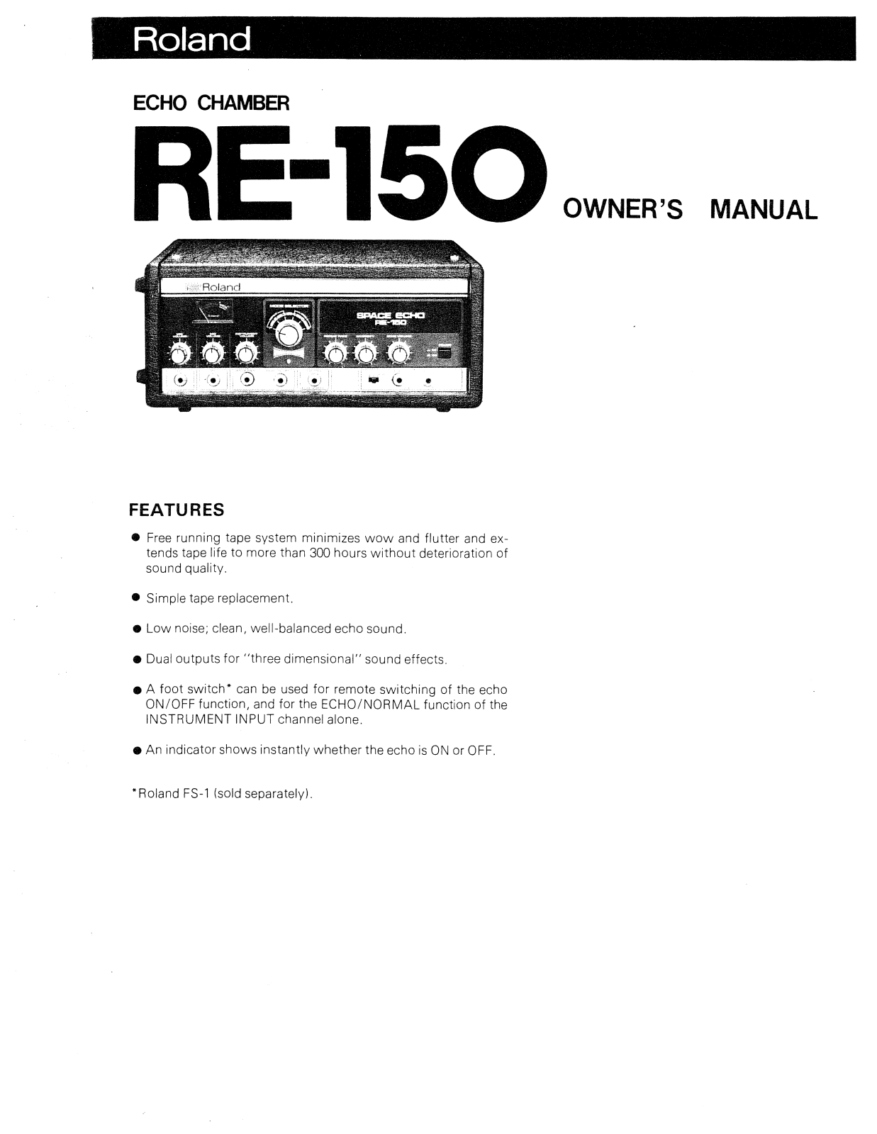 Roland Corporation RE-150 Owner's Manual