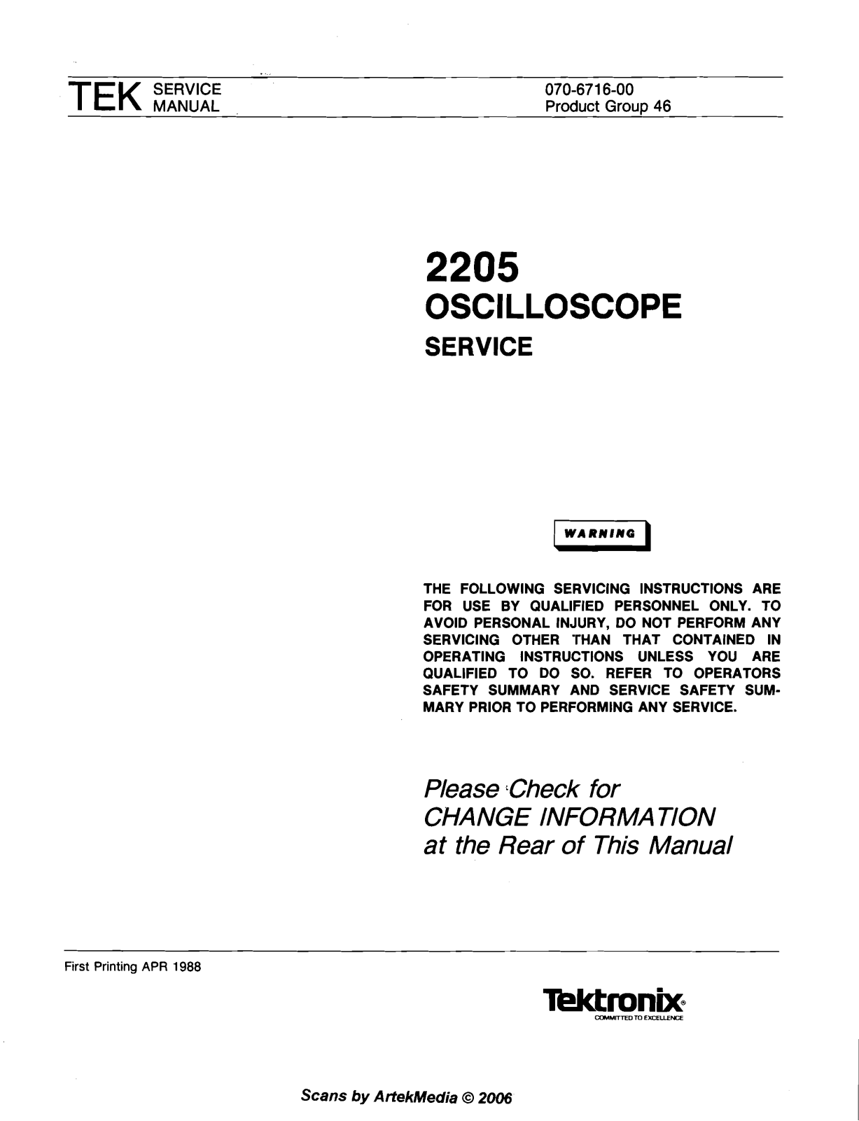 Tektronix 2205 schematic