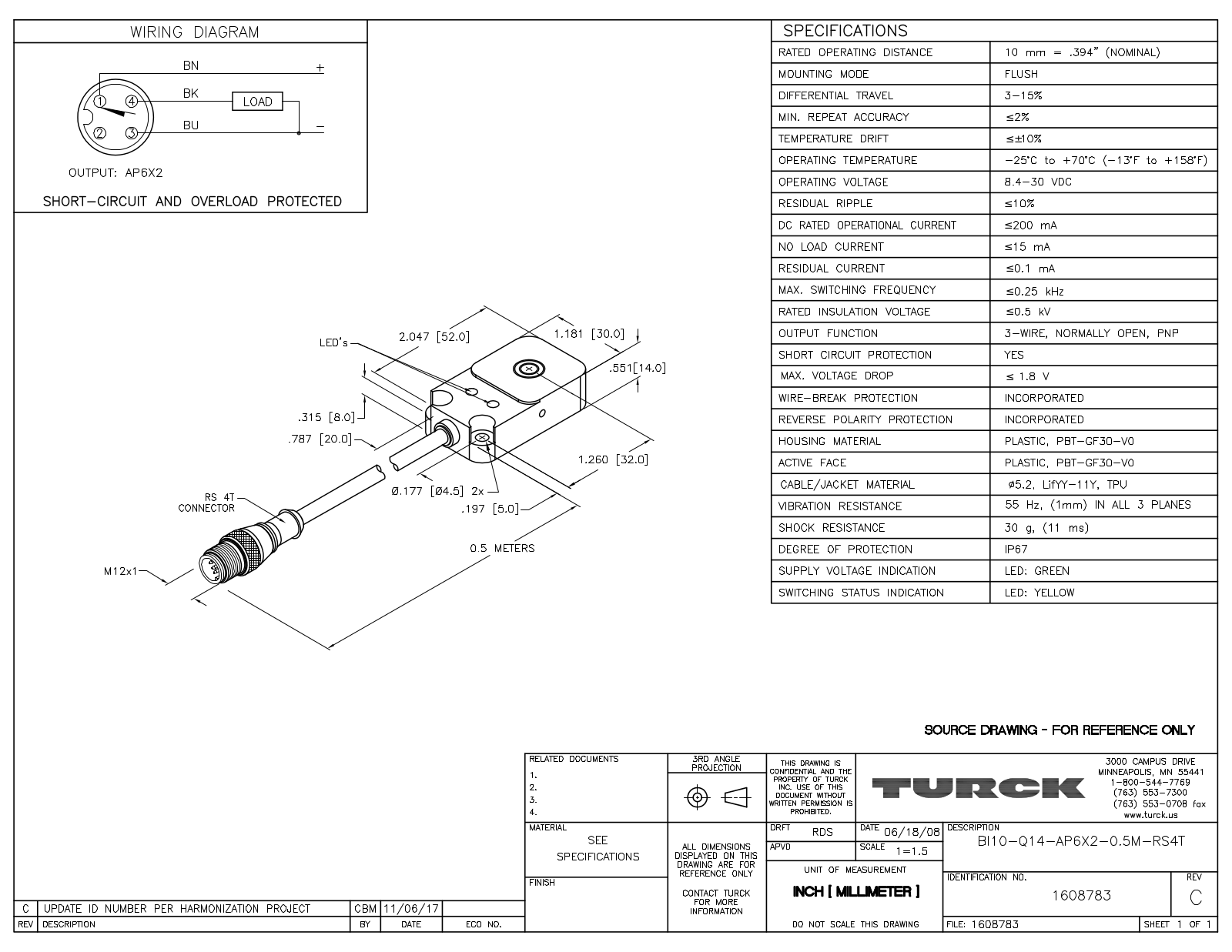 Turck BI10-Q14-AP6X2-0.5-RS4T Data Sheet