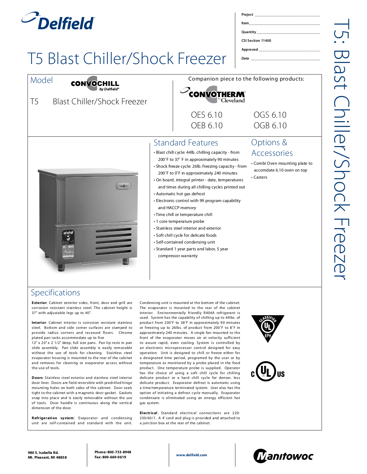 Delfield T5 General Manual