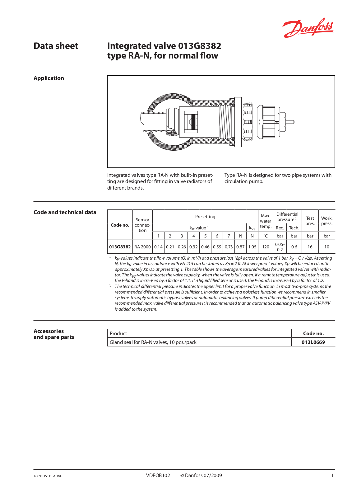 Danfoss RA-N, 013G8382 Data sheet