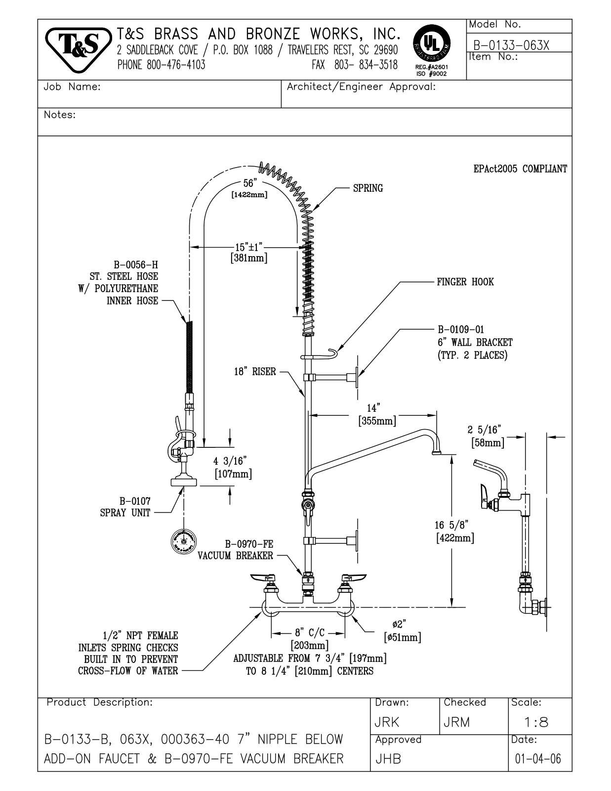 T&S Brass B-0133-063X User Manual