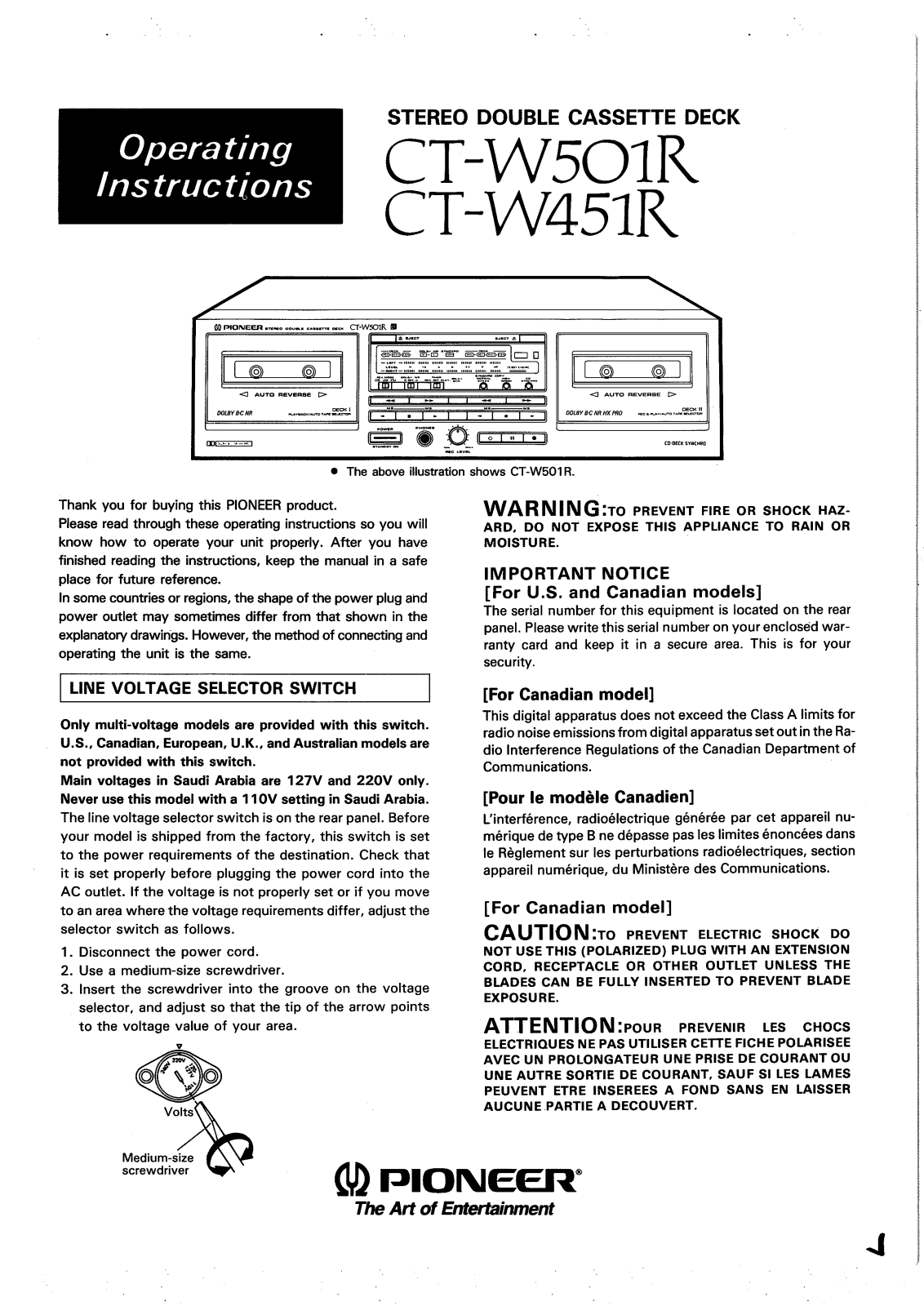 Pioneer CTW-501-R Owners manual