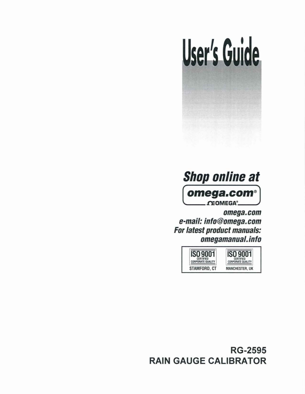 Omega Products RG-2595 Installation  Manual