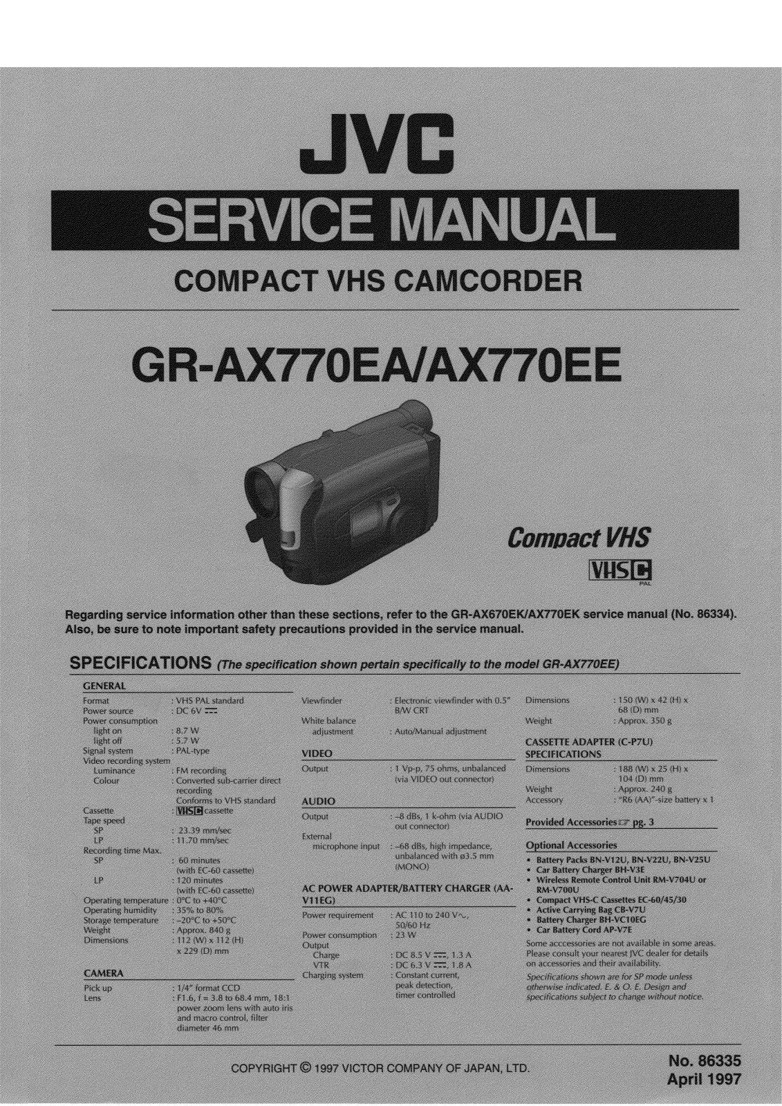 JVC GR-AX770EA, GR-AX770EE Service Manual