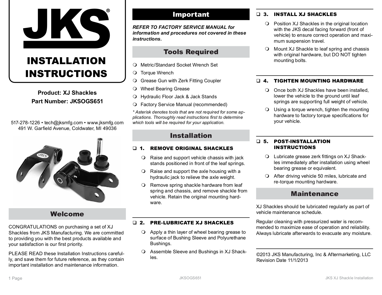 JKS OGS651 User Manual