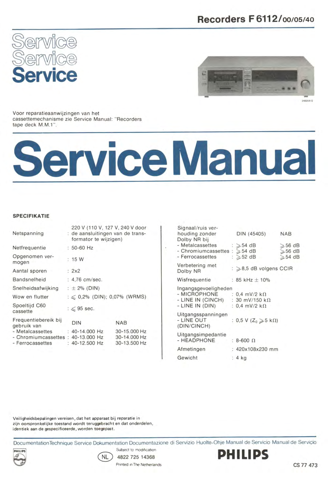 Philips F-6112 Service Manual