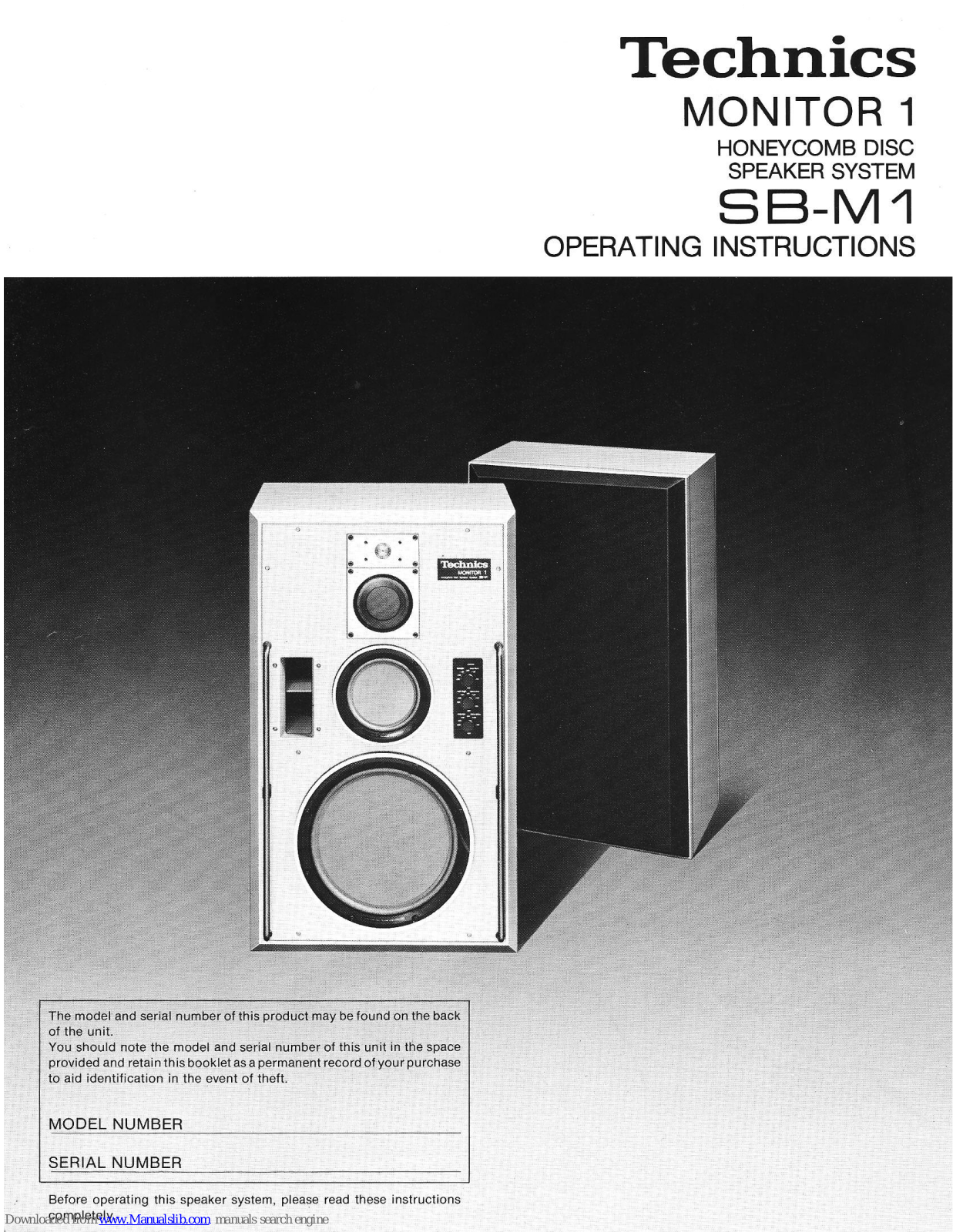 Technics Monitor 1 SB-M1 Operating Instructions Manual