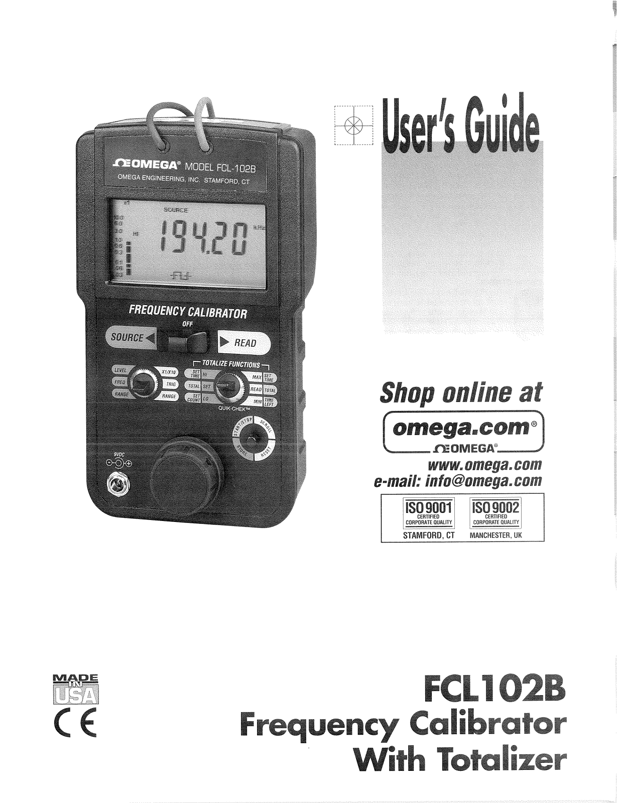 Omega Products FCL102B Installation  Manual