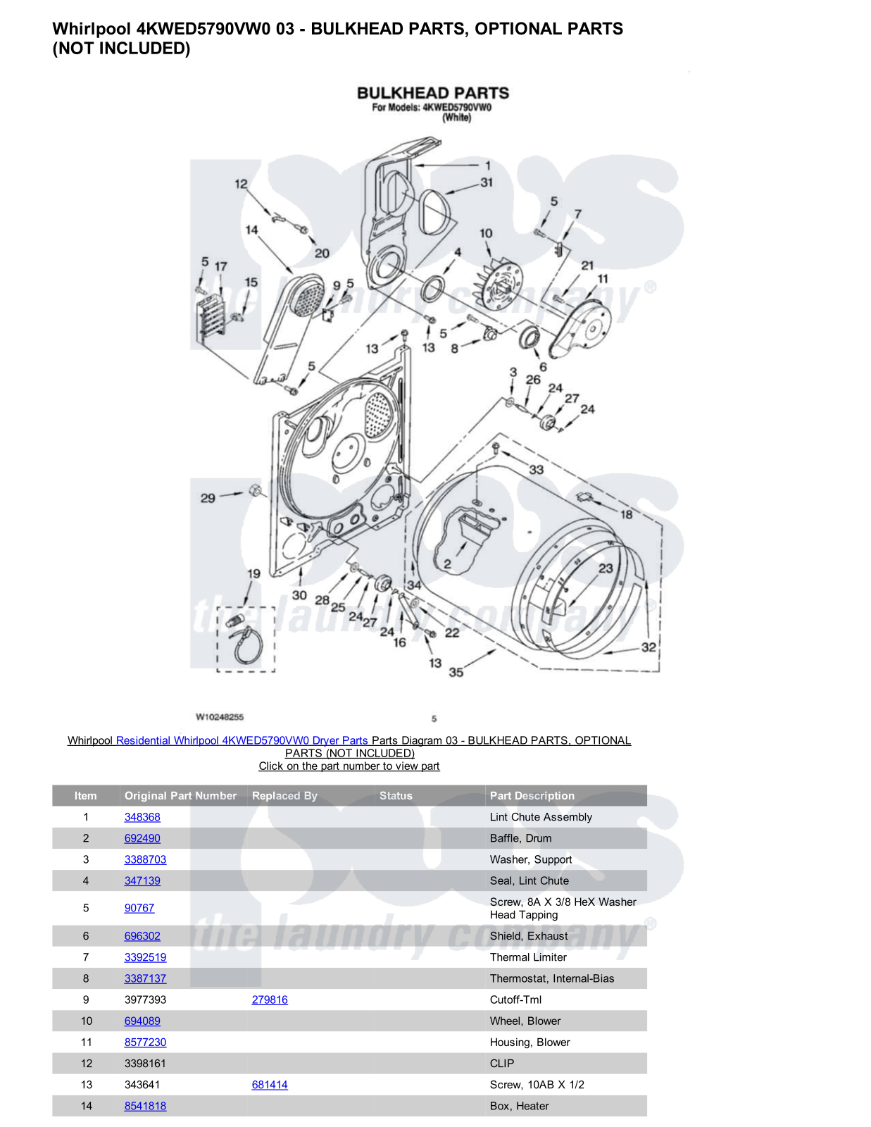 Whirlpool 4KWED5790VW0 Parts Diagram