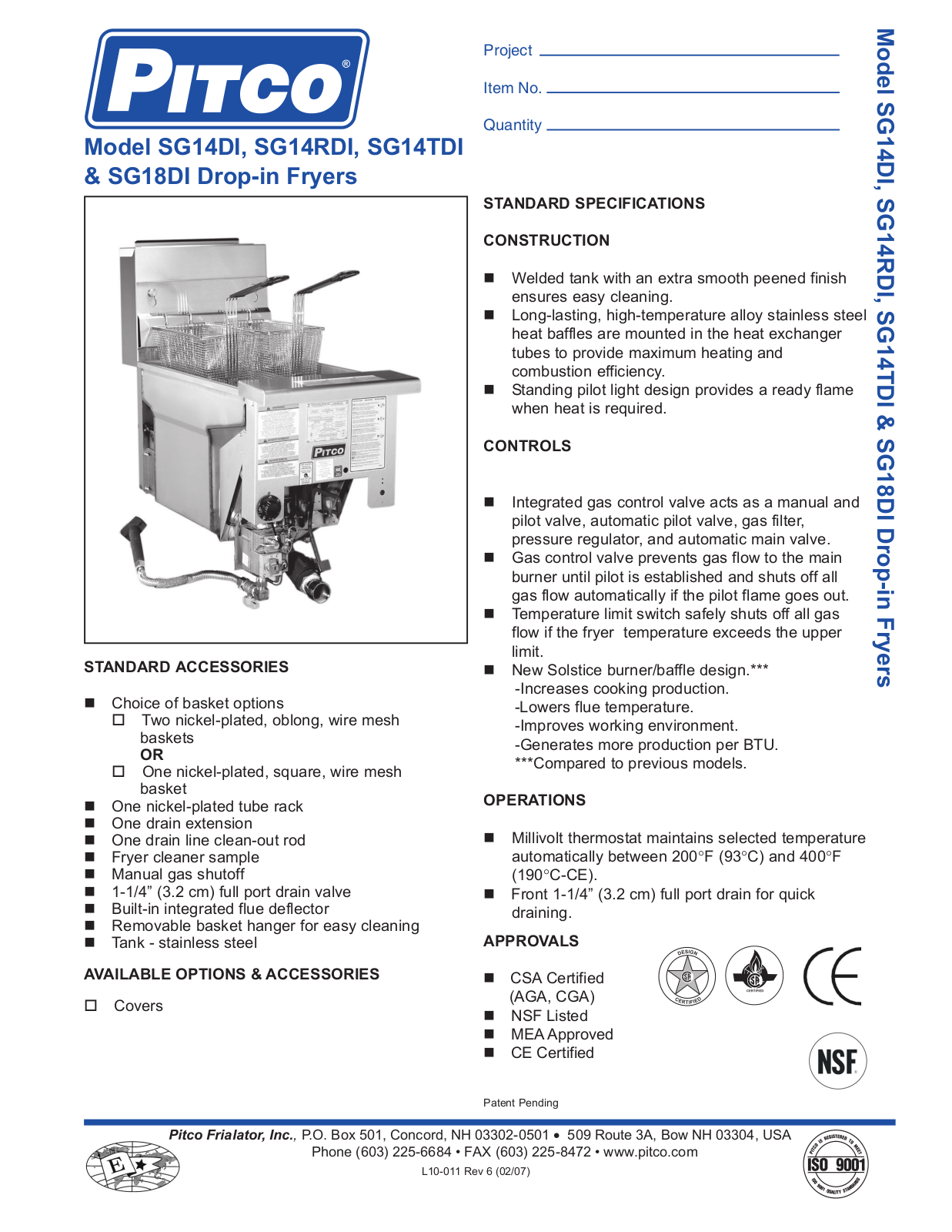 Pitco SG14DI User Manual