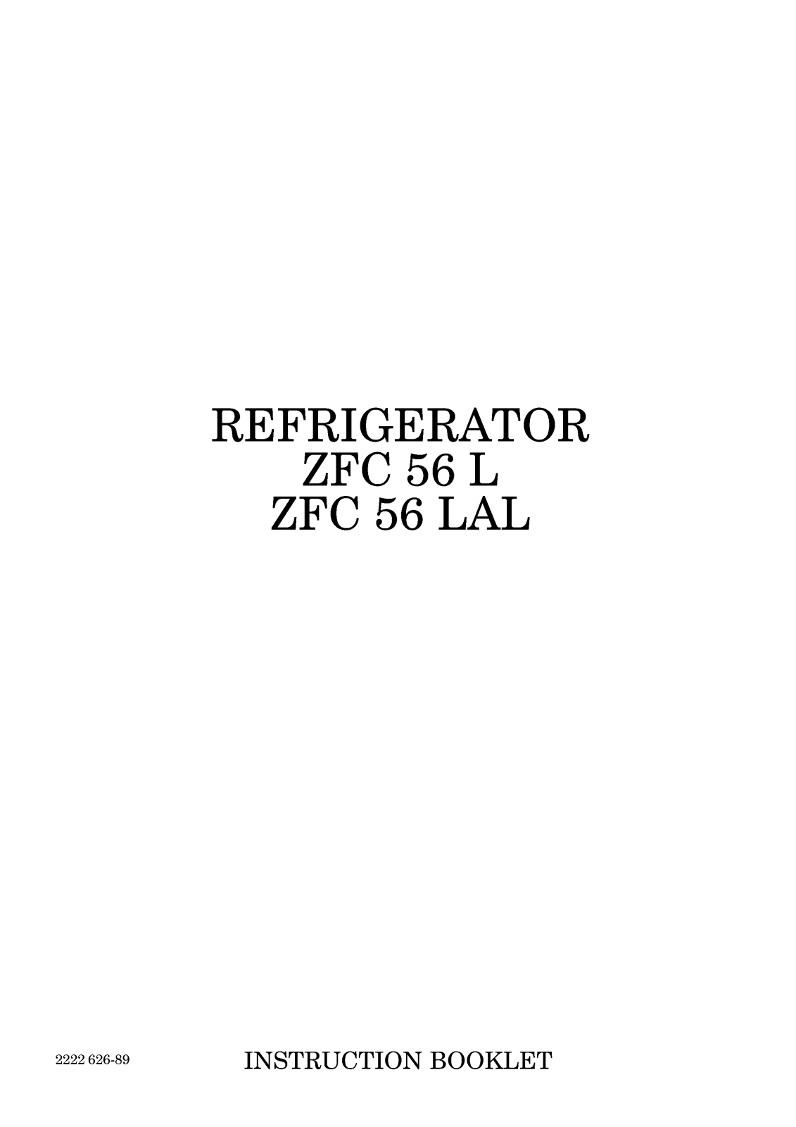 Zanussi ZFC56LAL, ZFC56L User Manual