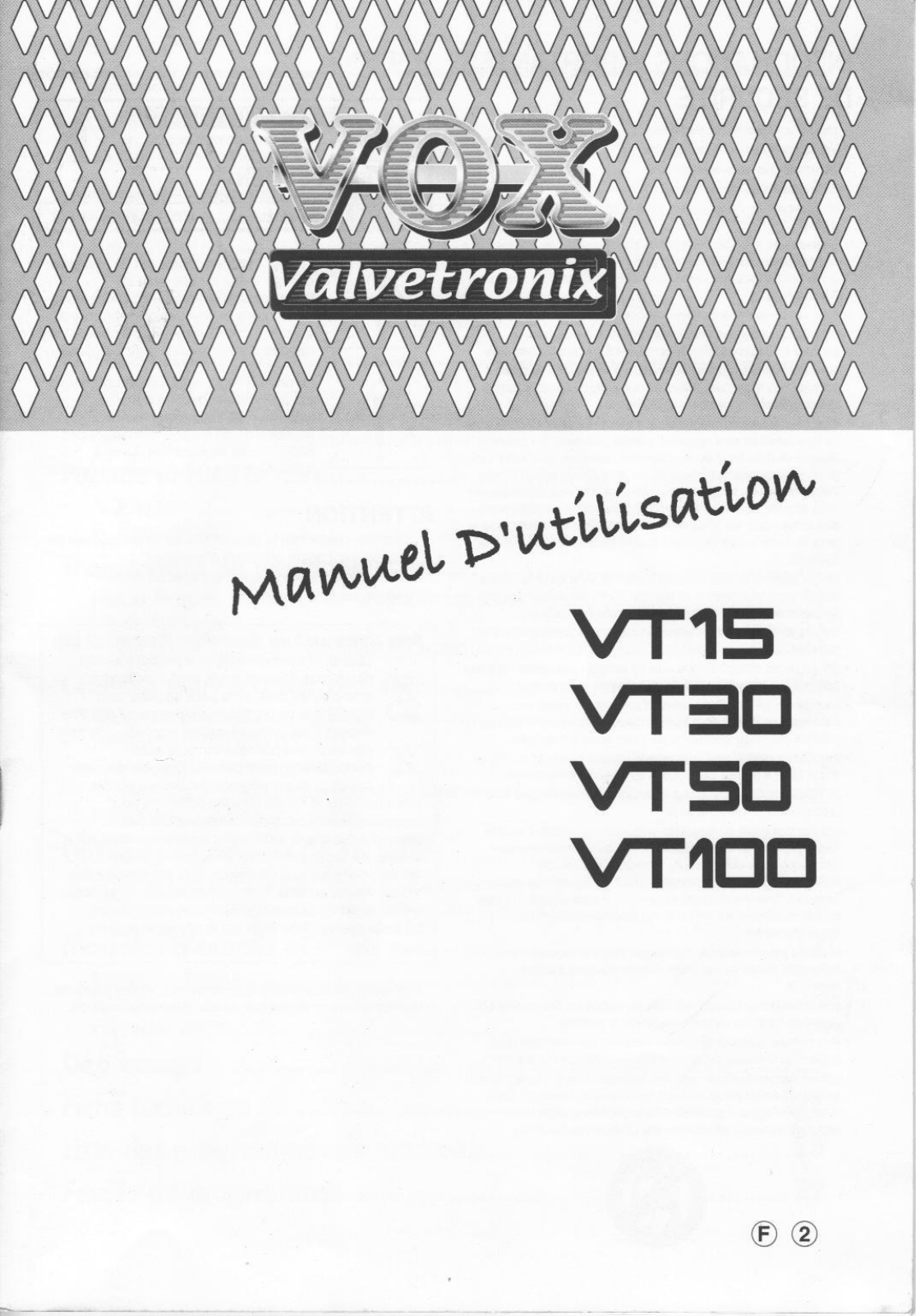 VOX VALVETRONIX VT100, VALVETRONIX VT15, VALVETRONIX VT30, VALVETRONIX VT50 User Manual