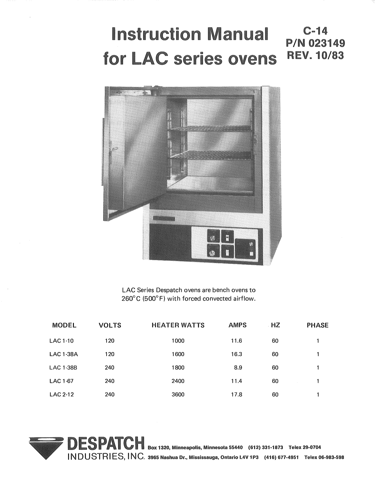 Despatch LAC 1-38A Installation  Manual