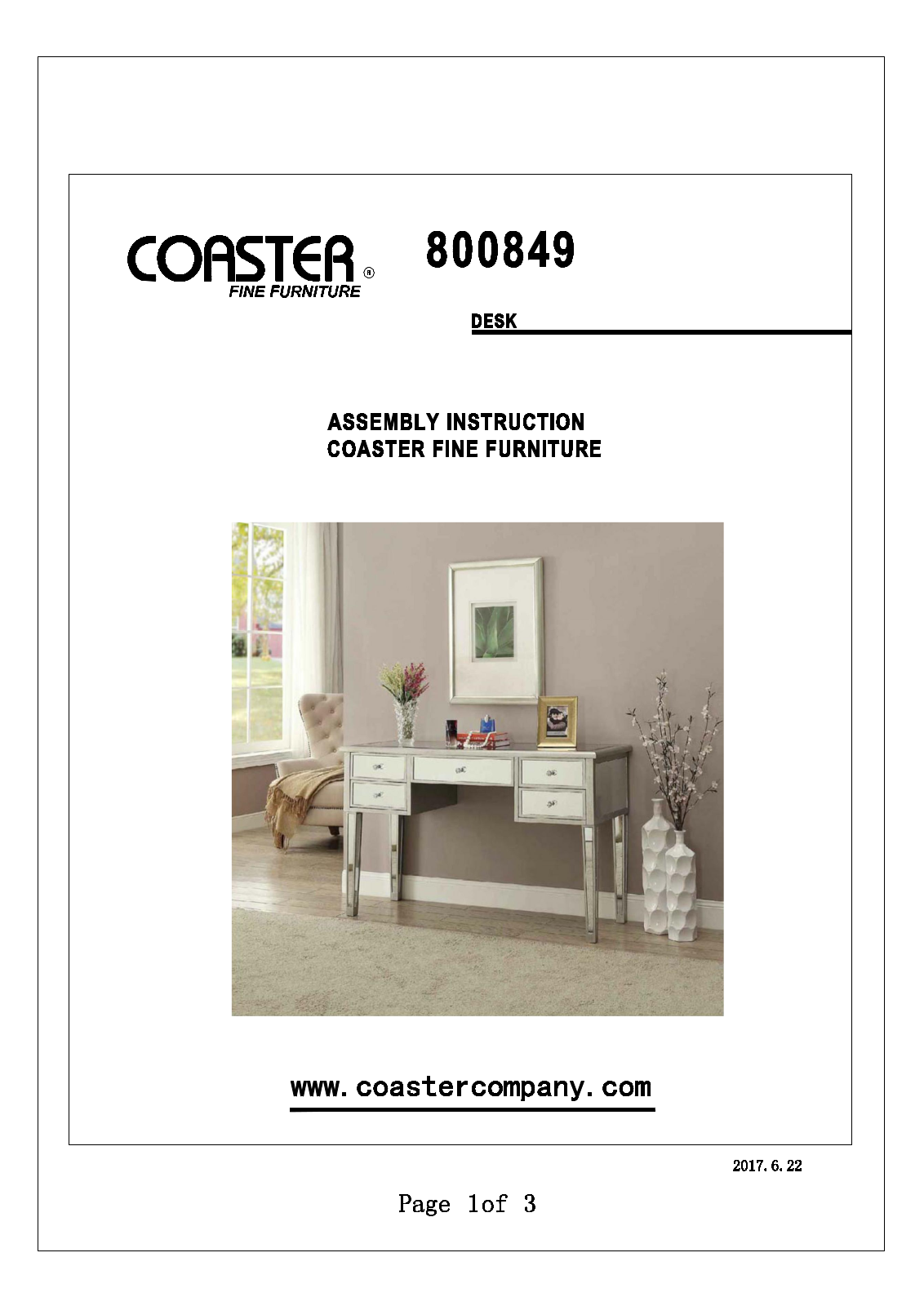 Coaster 800849 Assembly Guide - ManualMachine.com