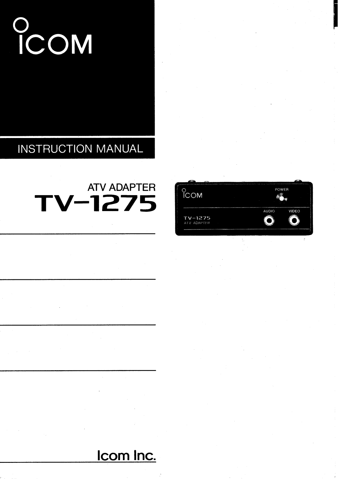 ICOM TV-1275 User Manual