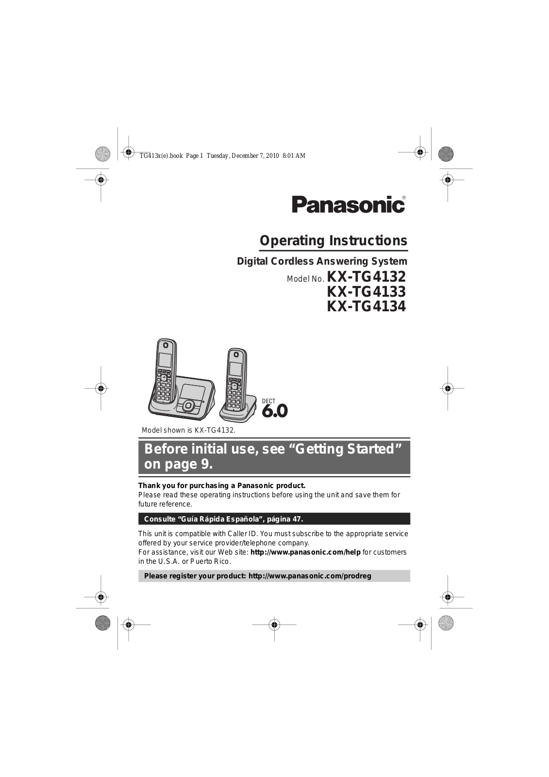 Panasonic KX-TG4132N, KX-TG4133M, KX-TG4134, KX-TG4134M, KX-TG4133 User Manual