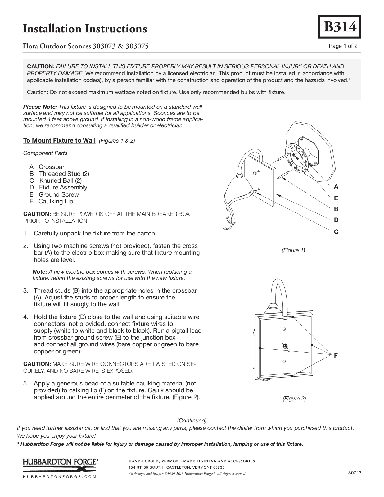 Hubbardton Forge 303075 User Manual