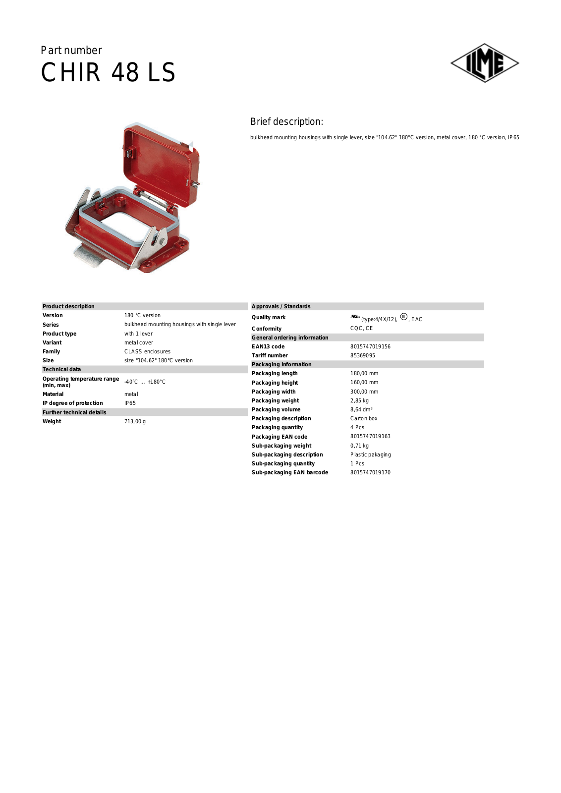 Datasheet CHIR-48LS Datasheet (ILME) - ManualMachine.com
