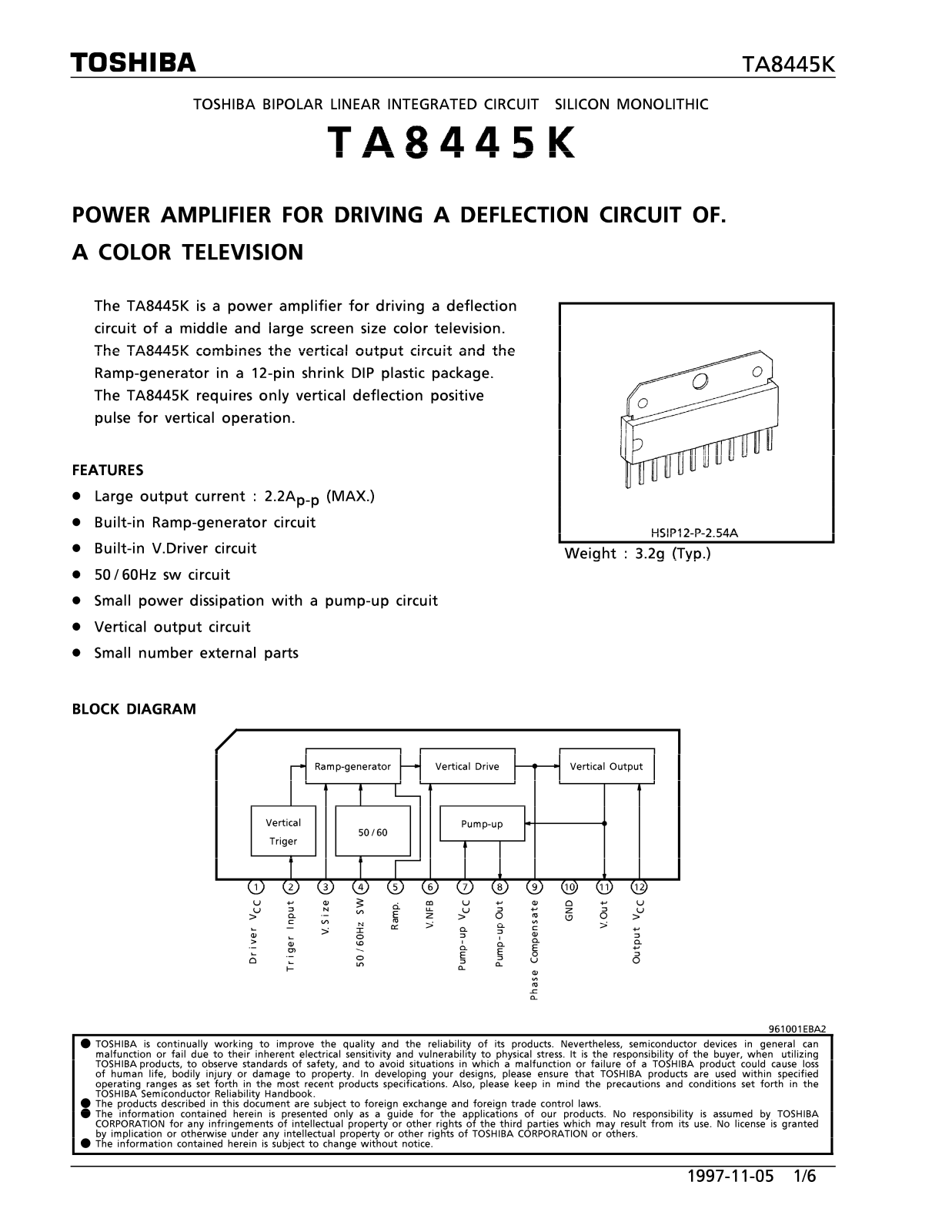 Toshiba TA8445K Service Manual