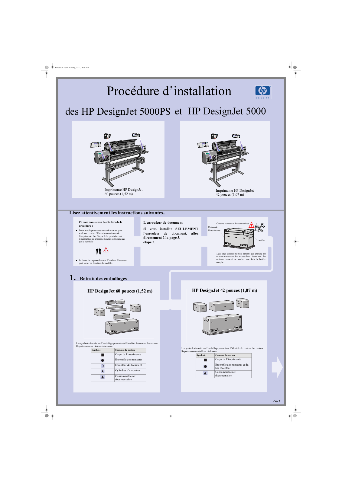 HP DesignJet 5000 Setup Poster