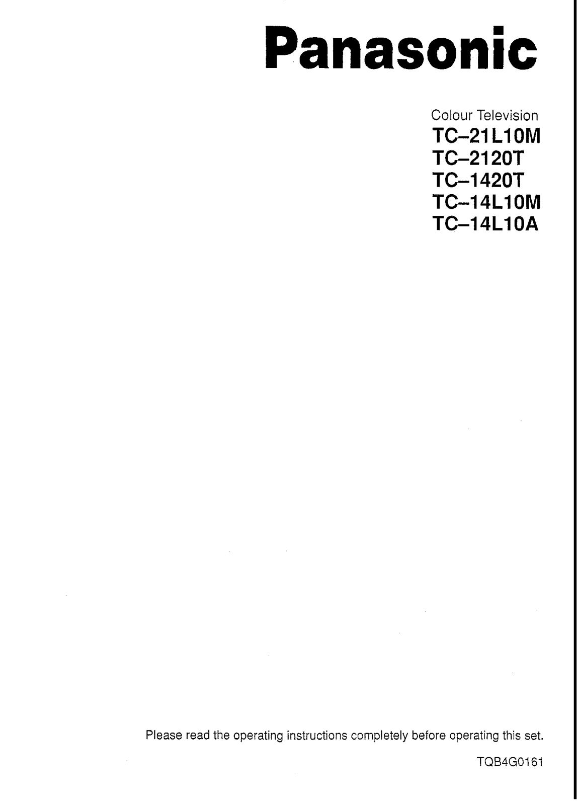 Panasonic TC-1420T, TC-14L10M, TC-21L10M, TC-2120T, TC-14L10A User Manual