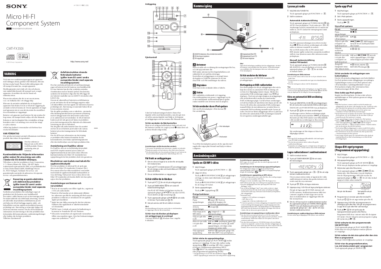 Sony CMT-FX350I User Manual