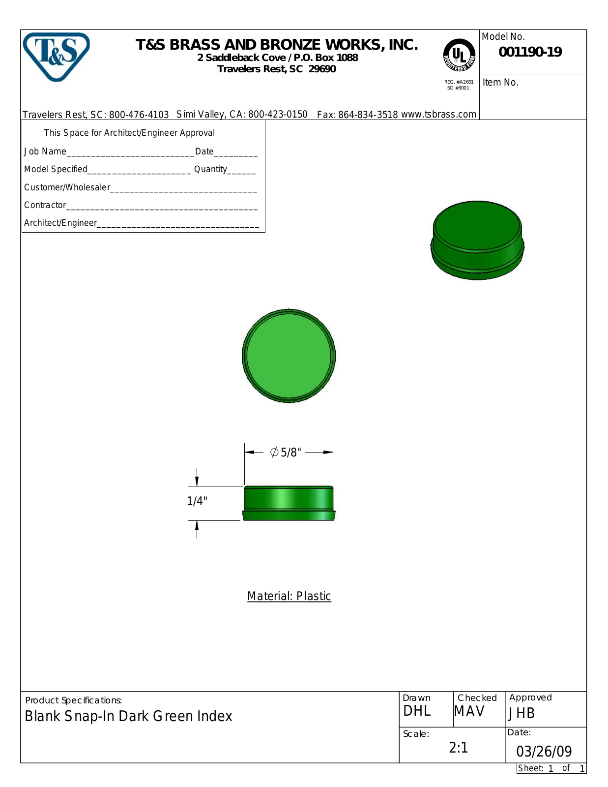 T&S Brass 001190-19 User Manual