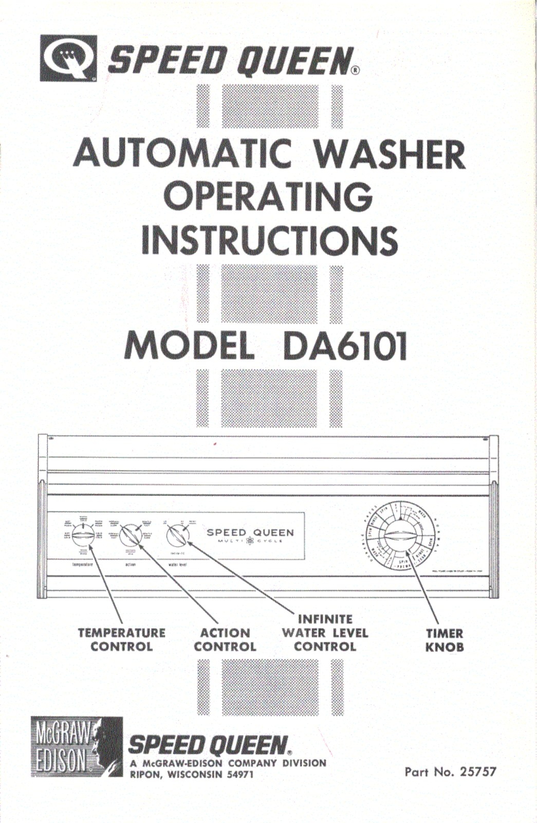 Speed Queen DA6101 Owner's Manual