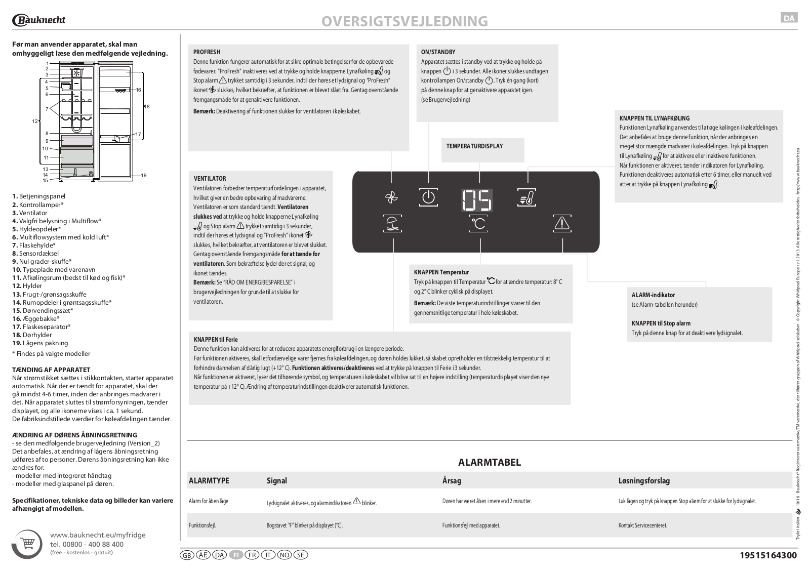 BAUKNECHT KR 19G3 A2+ WS Daily Reference Guide