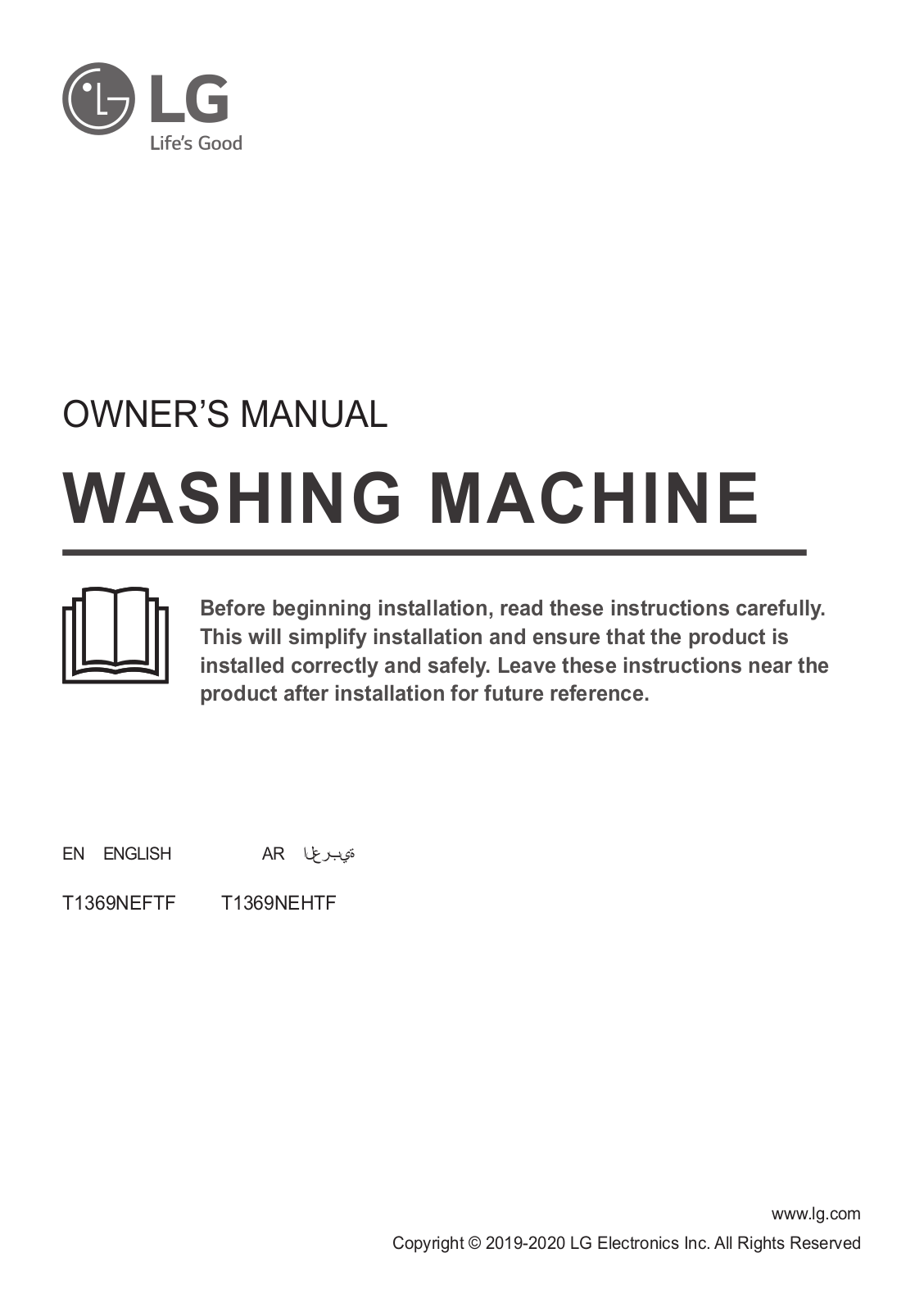 LG T1369NEHTF Owner’s Manual