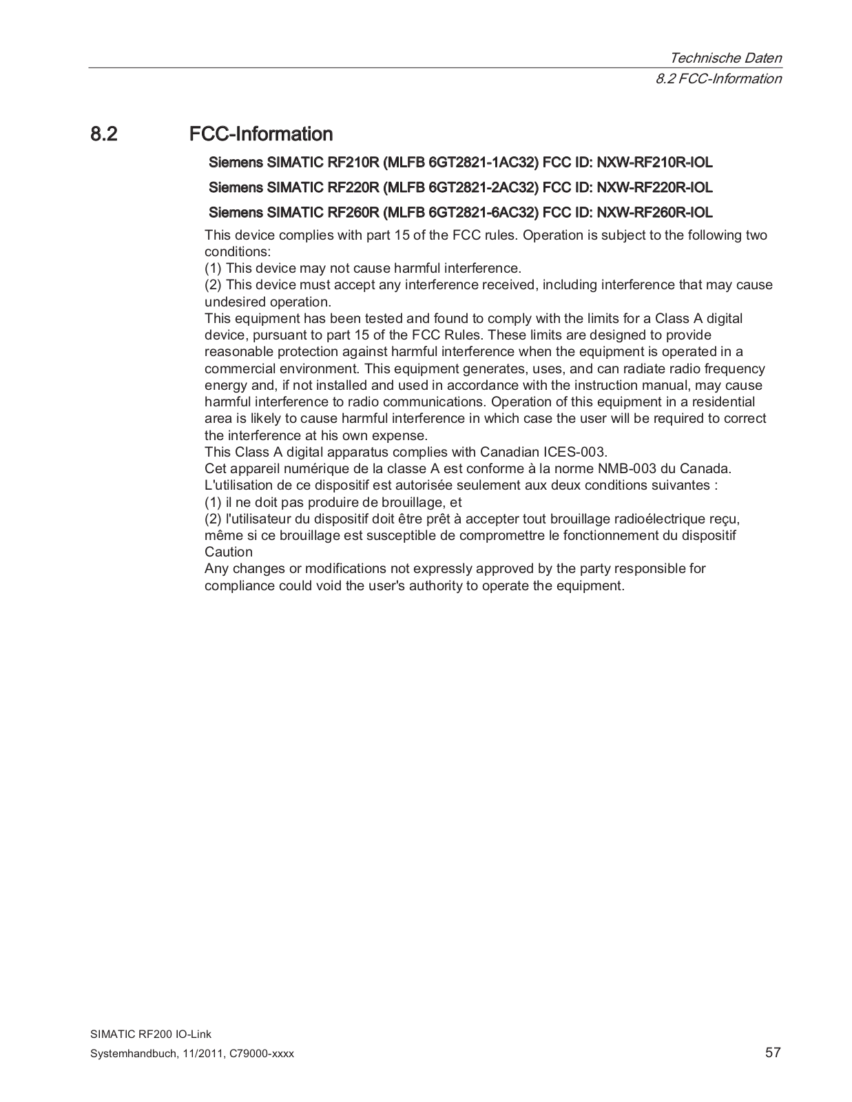 Siemens RF260RIOL User Manual