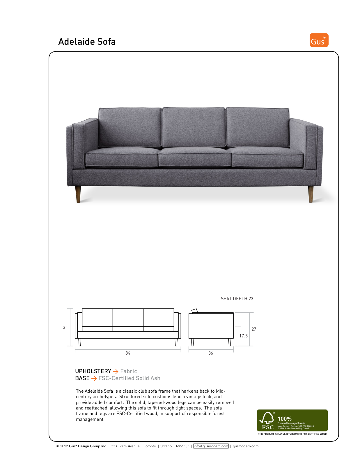 Gus* Modern GUS1180 Specifications - ManualMachine.com