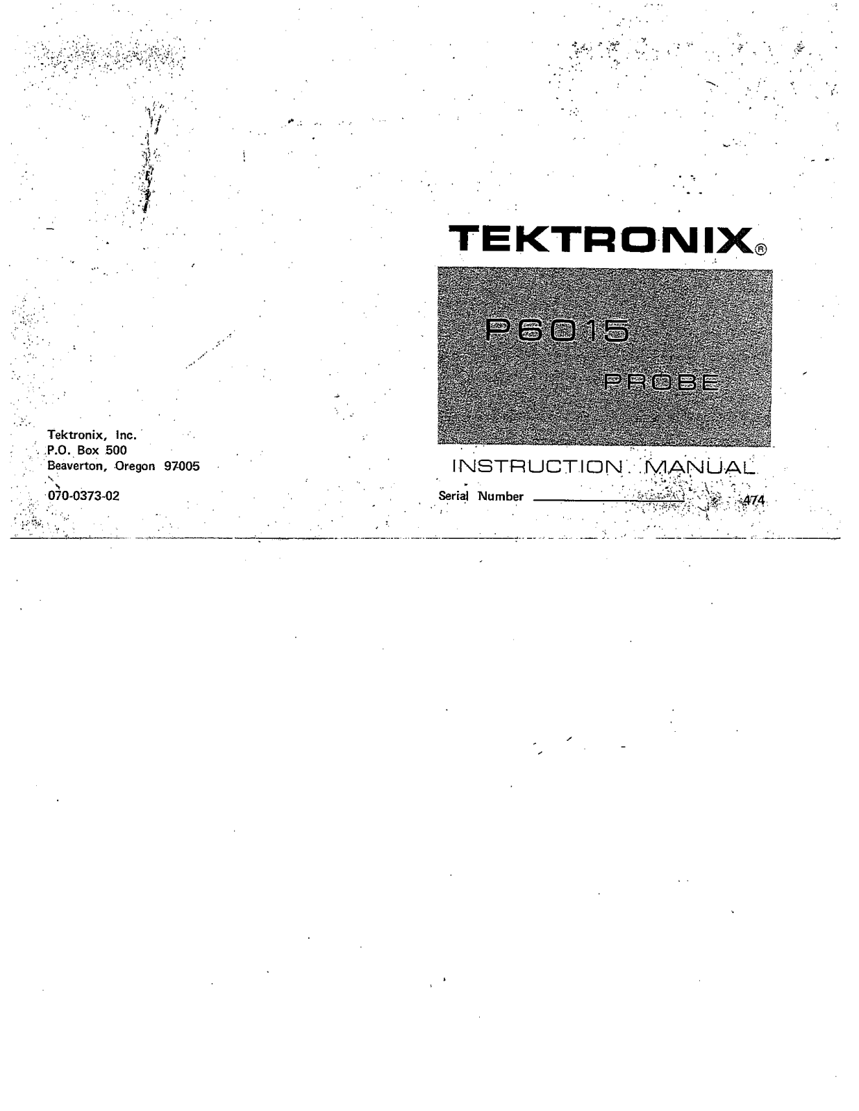 Tektronix P6015 User Manual