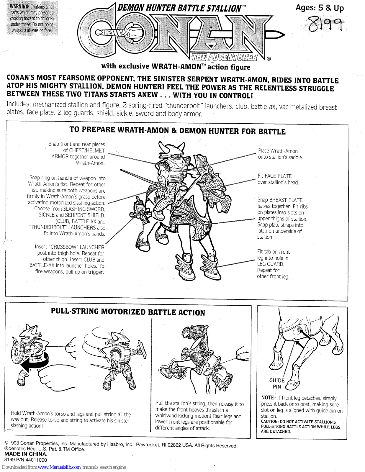 Conan Properties Conan Demon Hunter Battle Stallion, 8199 Instructions Manual - ManualMachine.com