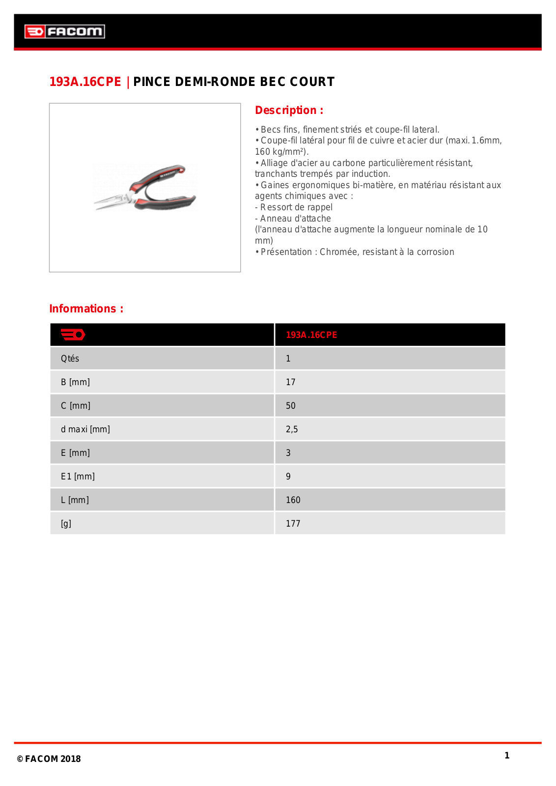 Facom 193A.16CPE Specification - ManualMachine.com