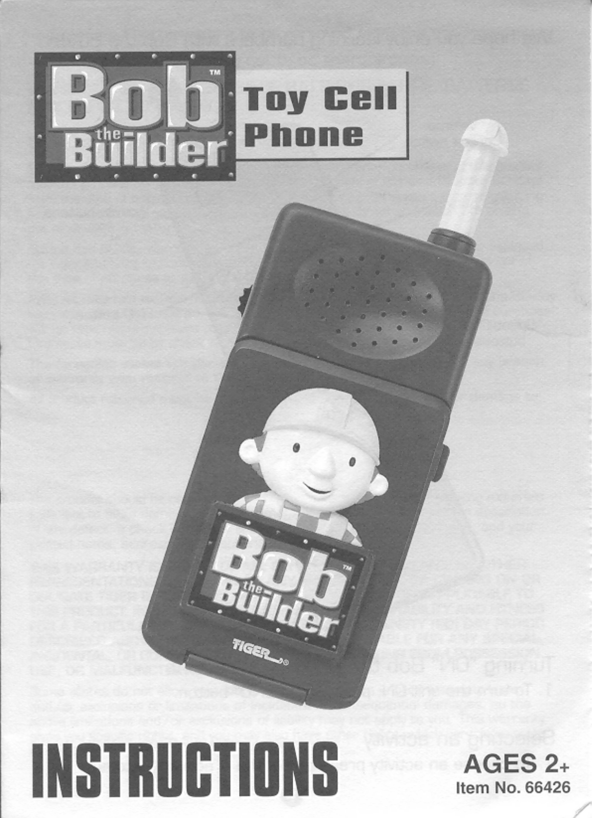 HASBRO Bob the Builder Toy Cell Phone User Manual