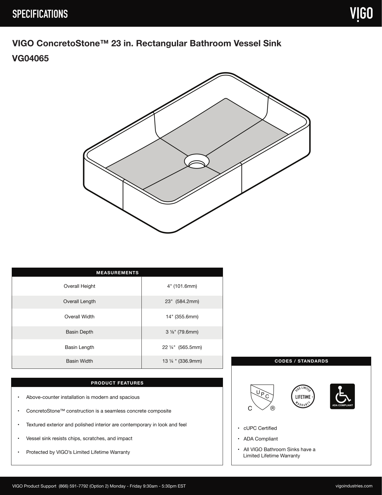 VIGO VGU11235 Specifications - ManualMachine.com