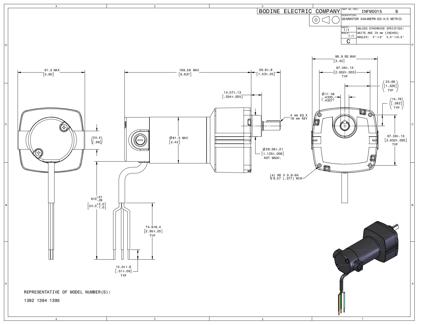 Bodine 1392, 1394, 1395 Reference Drawing