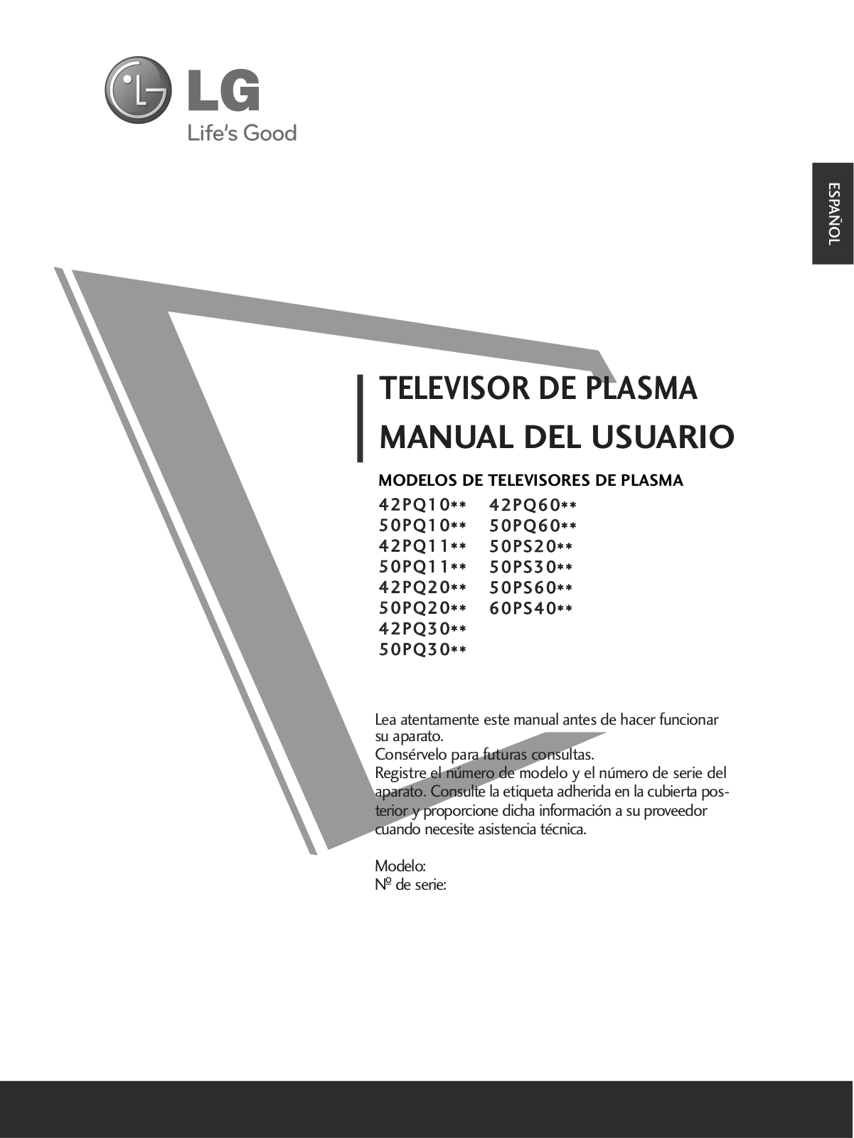 LG 50PS6000 User Manual