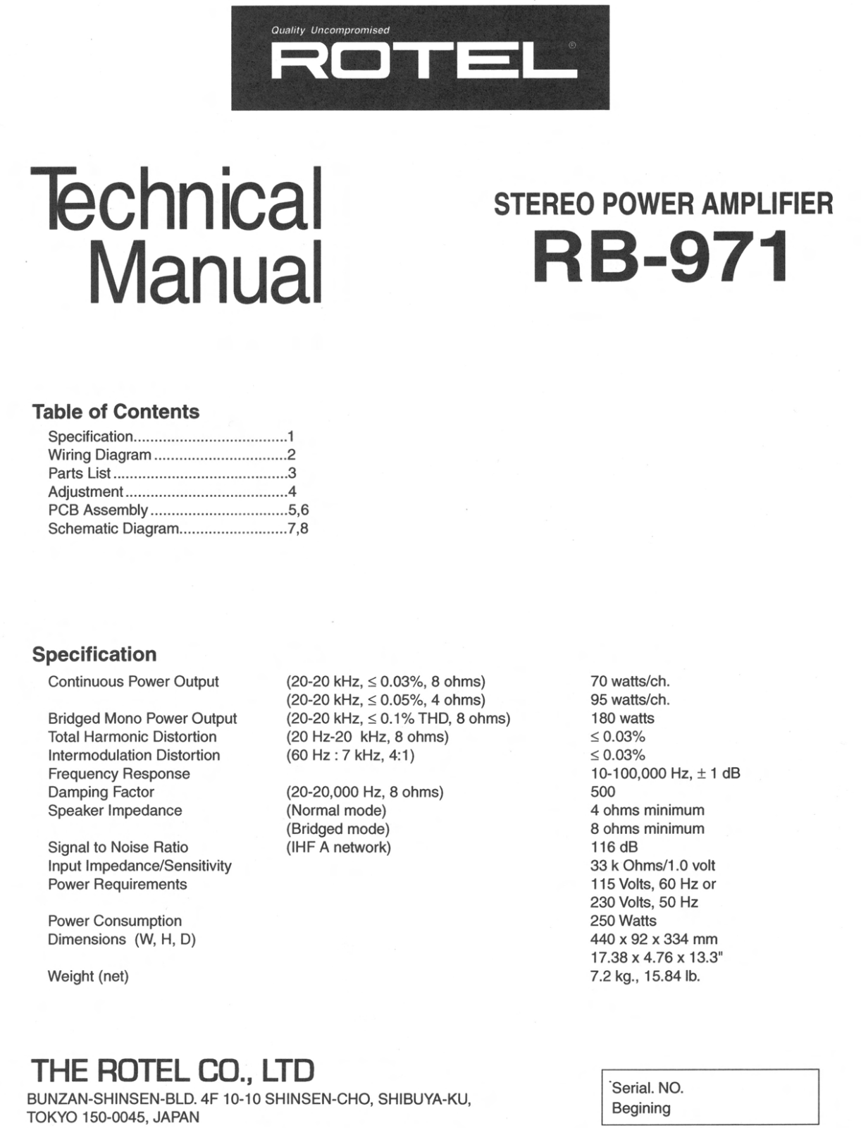 Rotel RB-971 Service manual