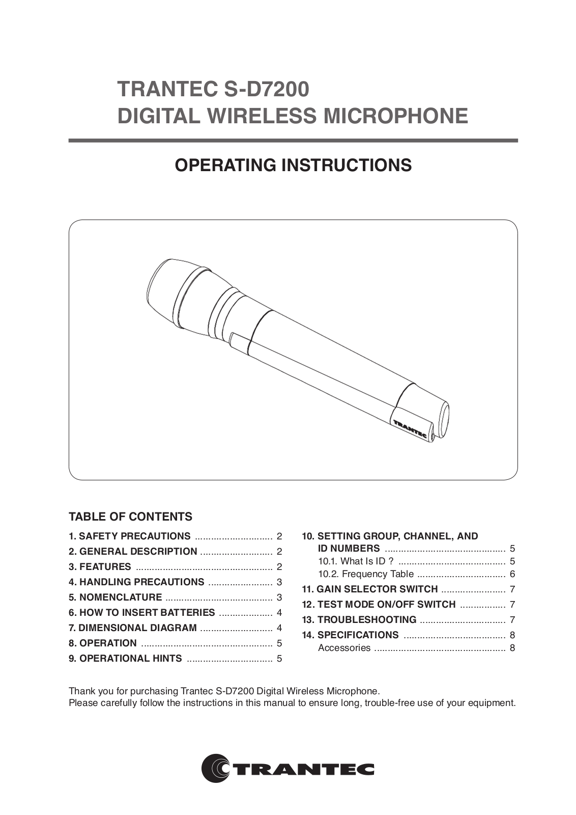 Toa S-D7200 User Manual