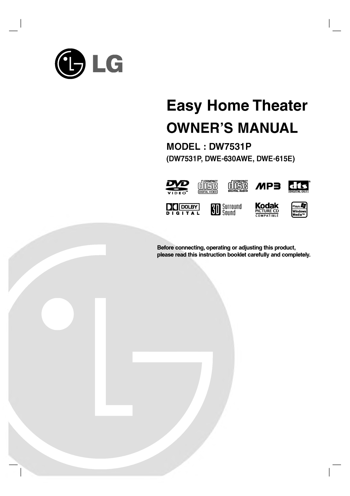 LG DW7531P User Manual
