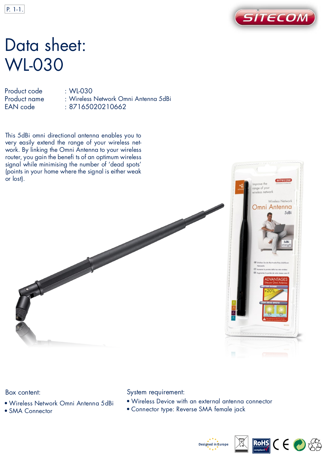 Sitecom WL-030 DATASHEET