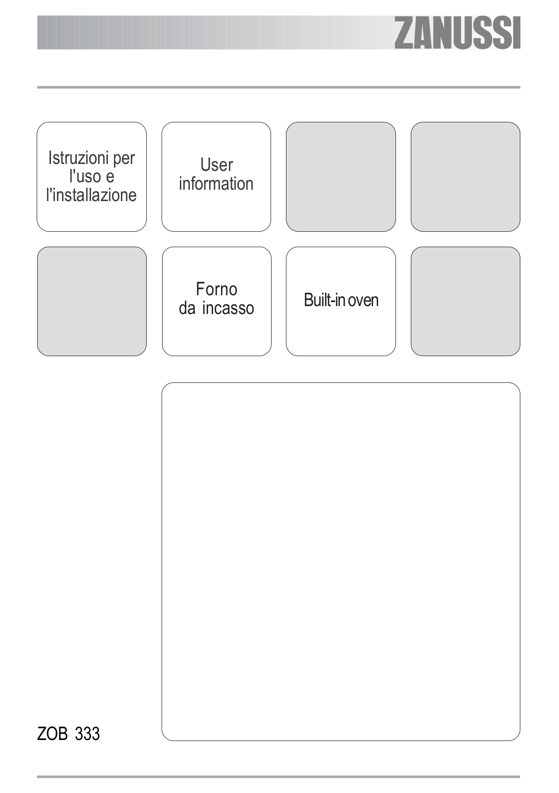 Zanussi ZOB333 USER MANUAL