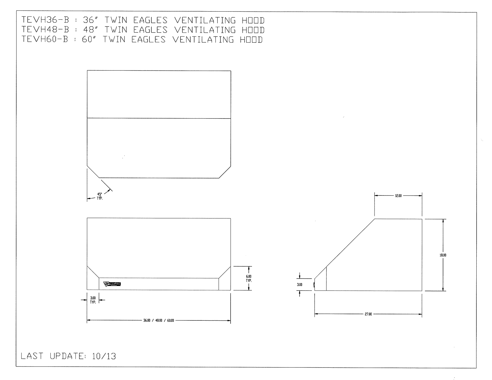 Twin Eagles TEVH36B, TEVH48B Diagram