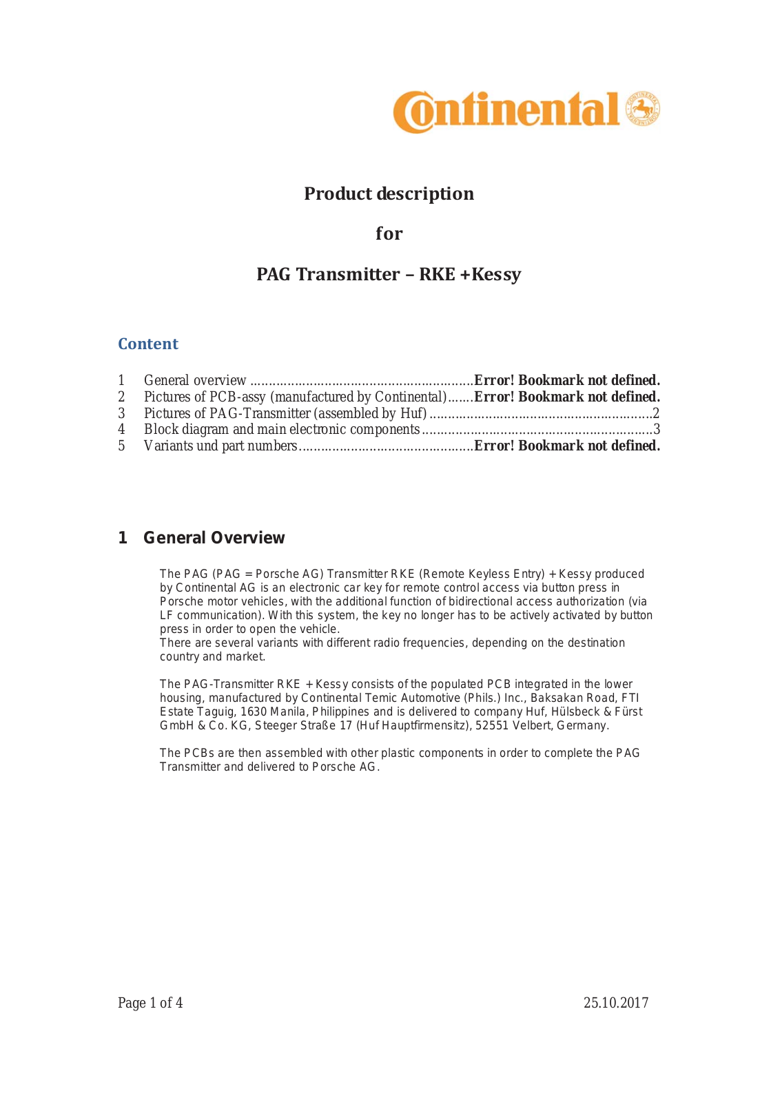 Continental Automotive 180528 User Manual