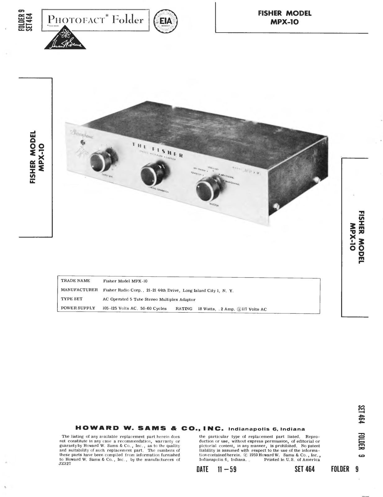 Fisher MP-X10 Service manual