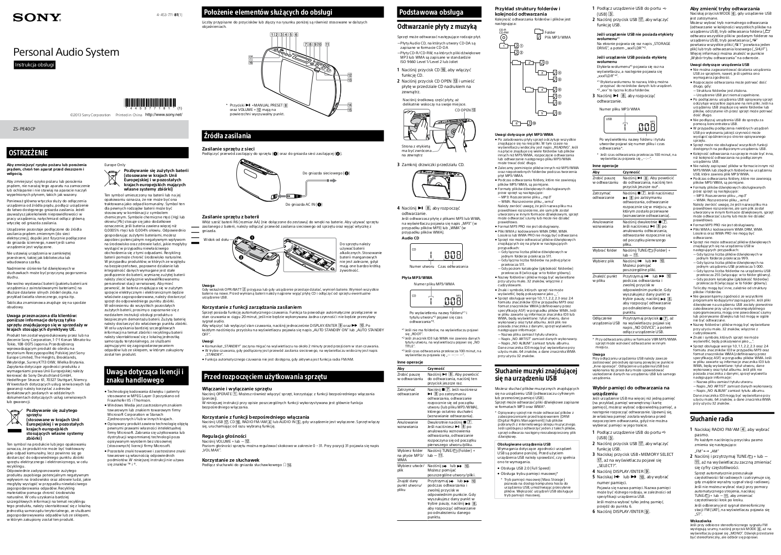 Sony ZS-PE40CP User guide