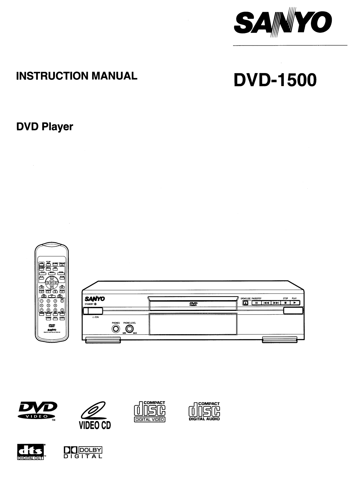 Sanyo DVD-1500 Instruction Manual